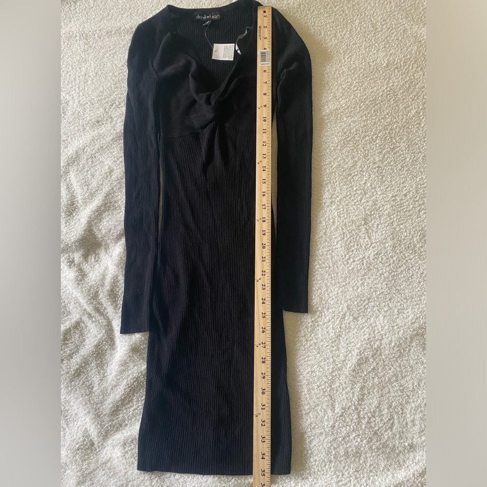 NWT Derek Heart V Neck Long Sleeve Black Small Women Bodycon Dress - Picture 10 of 11